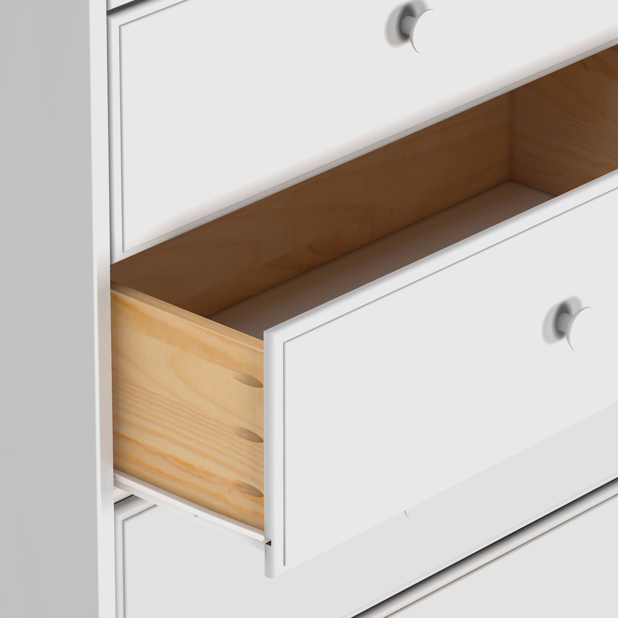 Alt View 4. Plank+Beam - Plank+Beam Classic 5-Drawer Dresser, White - White.