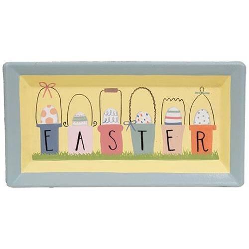 Front. BreeBe - Easter Egg Buckets Rectangle Tray - Multicolor.