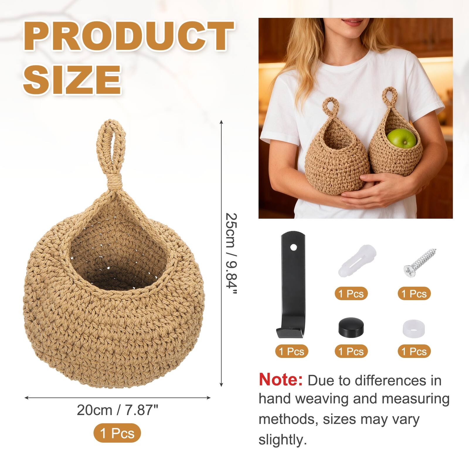 PRODUCT SIZE

25cm / 9.84" 1 Pcs

20cm / 7.87" 1 Pcs

Note: Due to differences in hand weaving and measuring methods, sizes may vary slightly.