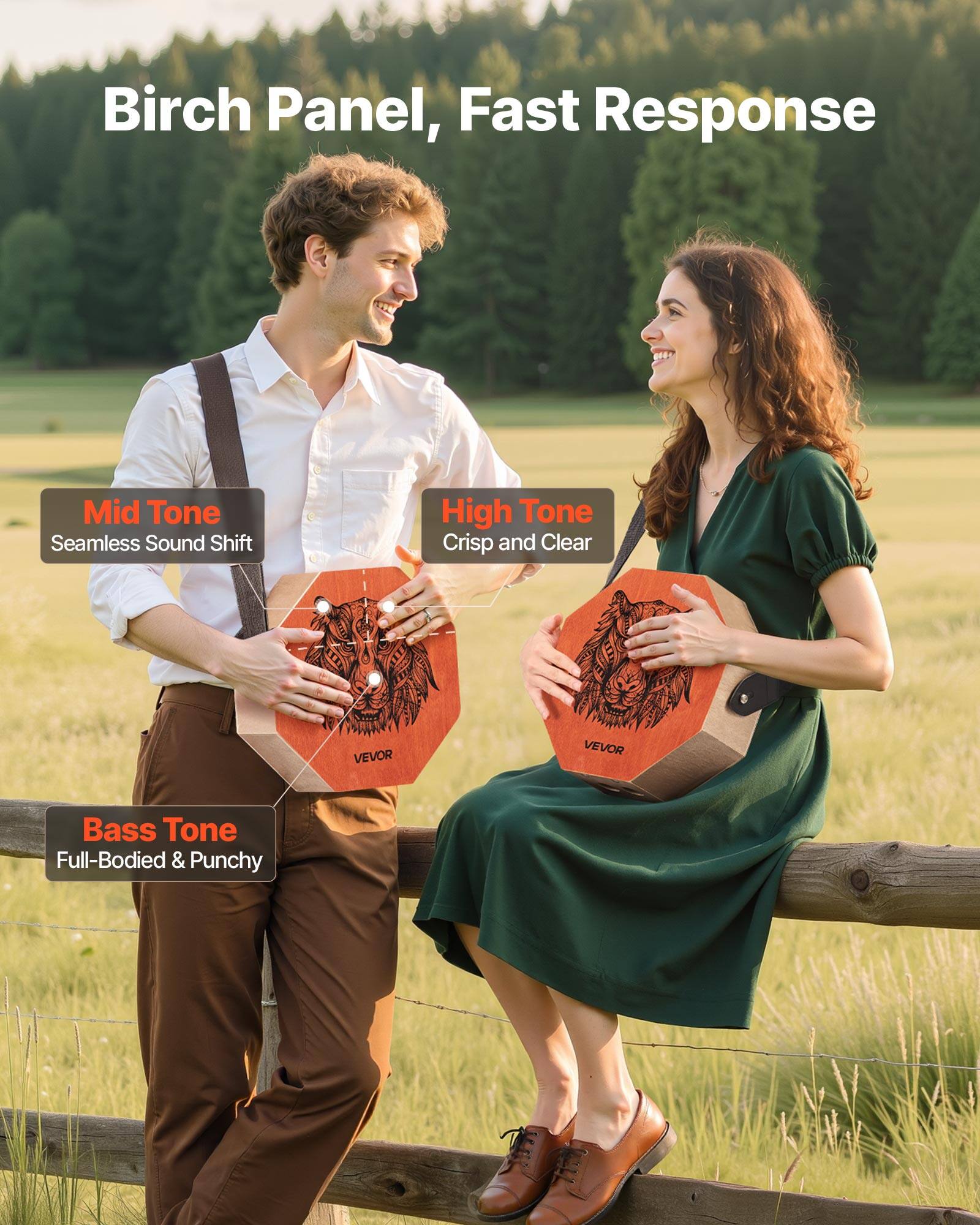 Birch Panel, Fast Response

- Mid Tone
  - Seamless Sound Shift

- High Tone
  - Crisp and Clear

- Bass Tone
  - Full-Bodied & Punchy