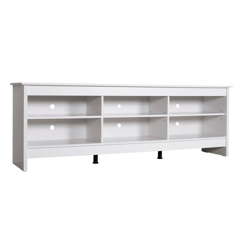 Back. Madesa - Madesa TV Stand Entertainment Center with 6 Open Shelves and Cable Management 70"L - White - White.