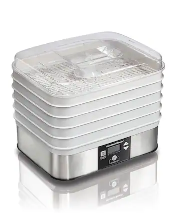 Front. Hamilton Beach - 5-Tray Food Dehydrator - Silver/White.