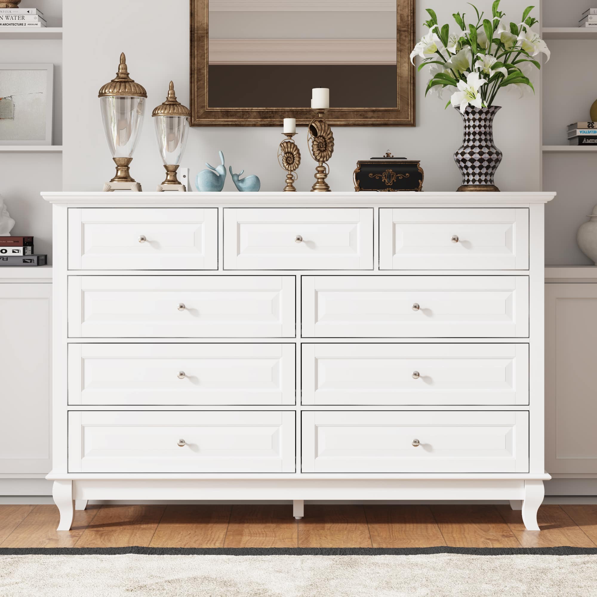FUFU&GAGA - 10 - Drawer Horizontal Dresser Timeless Elegance, Versatile Storage - White