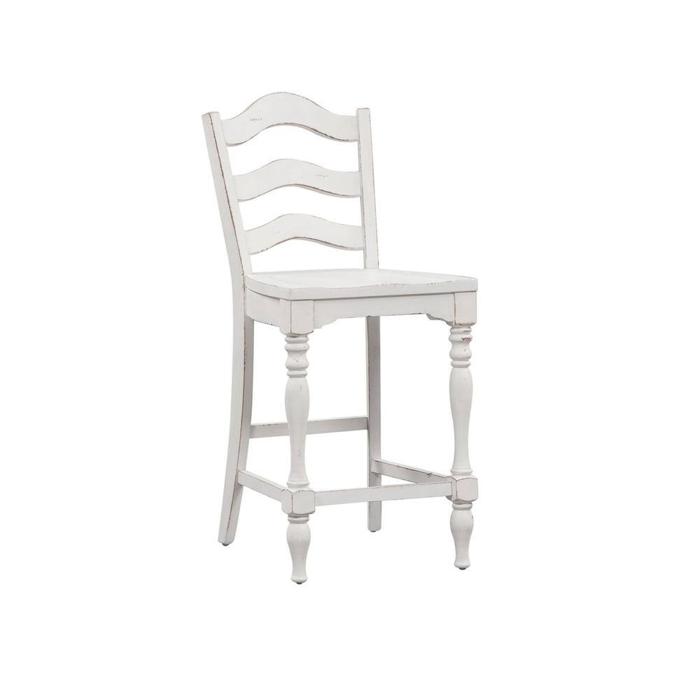 Alt View 2. Liberty Furniture Industries - Magnolia Manor Ladder Back Counter Chair (RTA) in Antique White - White.