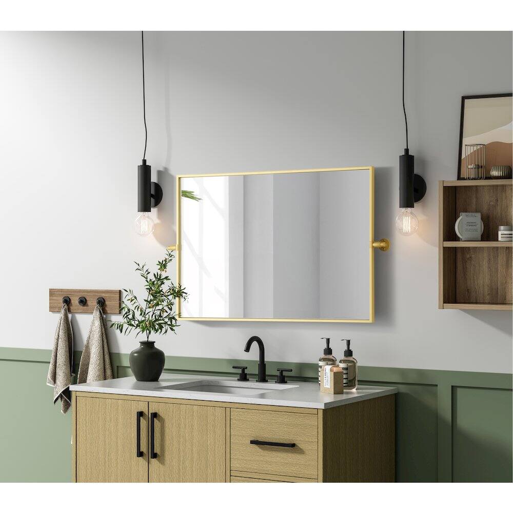 Alt View 9. Elegant Kitchen and Bath - Amoura 24X36 Pivot Mirror In Brass - Brass.