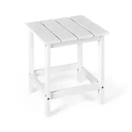 Sugift - 15 Inch Patio Square Wooden Slat End Side Table for Garden - White