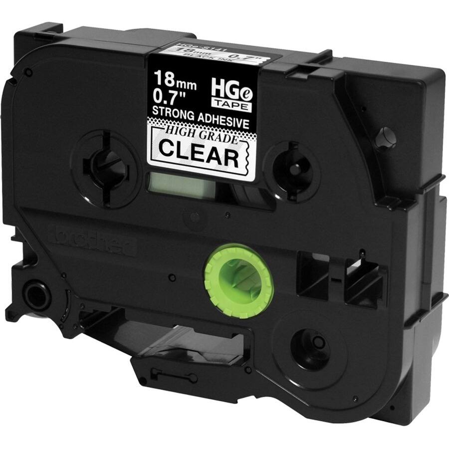 Sure, here is the corrected and grouped text from the image:

- **HGe Tape**
- **18 mm 0.7"**
- **STRONG ADHESIVE**
- **HIGH GRADE**
- **CLEAR**