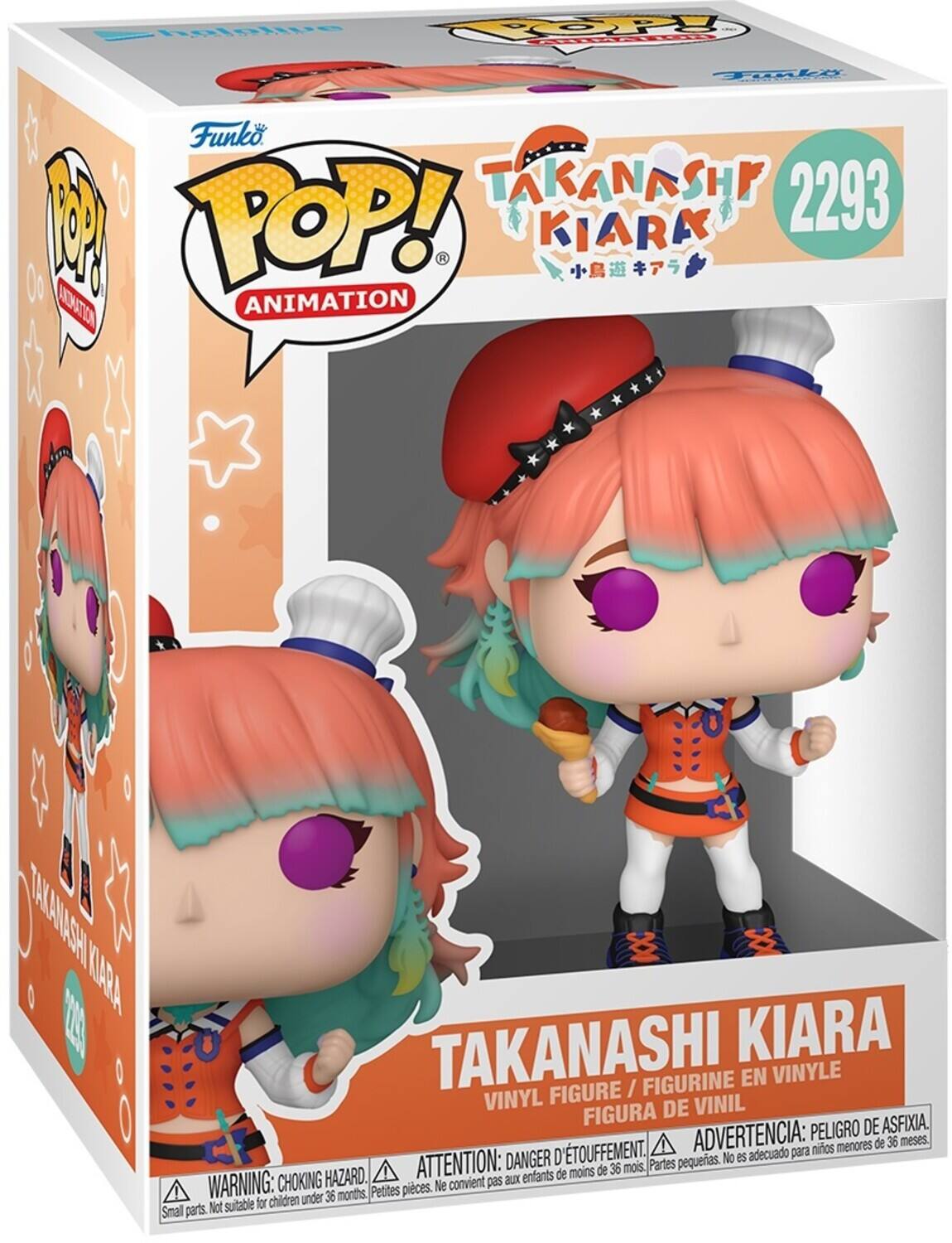 hatntue POOPY Eal Tonle Funko POP! TAKANASHI KIARA 2293 POP! KIARA UC ANIMATION DACANNASH IARA 2A TAKANASHI KIARA FIGURINE EN VINYLE FIGURE / VINYL DE VINIL FIGURA DE ASFIXIA. ADVERTENCIA: PELIGRO 36 meses. ATTENTION: DANGER D TOUFFEMENT. Partes pequeñas. No es adecuado para de menos de 36 mois, WARNING: CHOKING HAZARD. convient pas au enfants Pettes pieces. Ne convient pas aux enfants de moins de 36 mois, Small parts. Not suitable for children under 36 months.