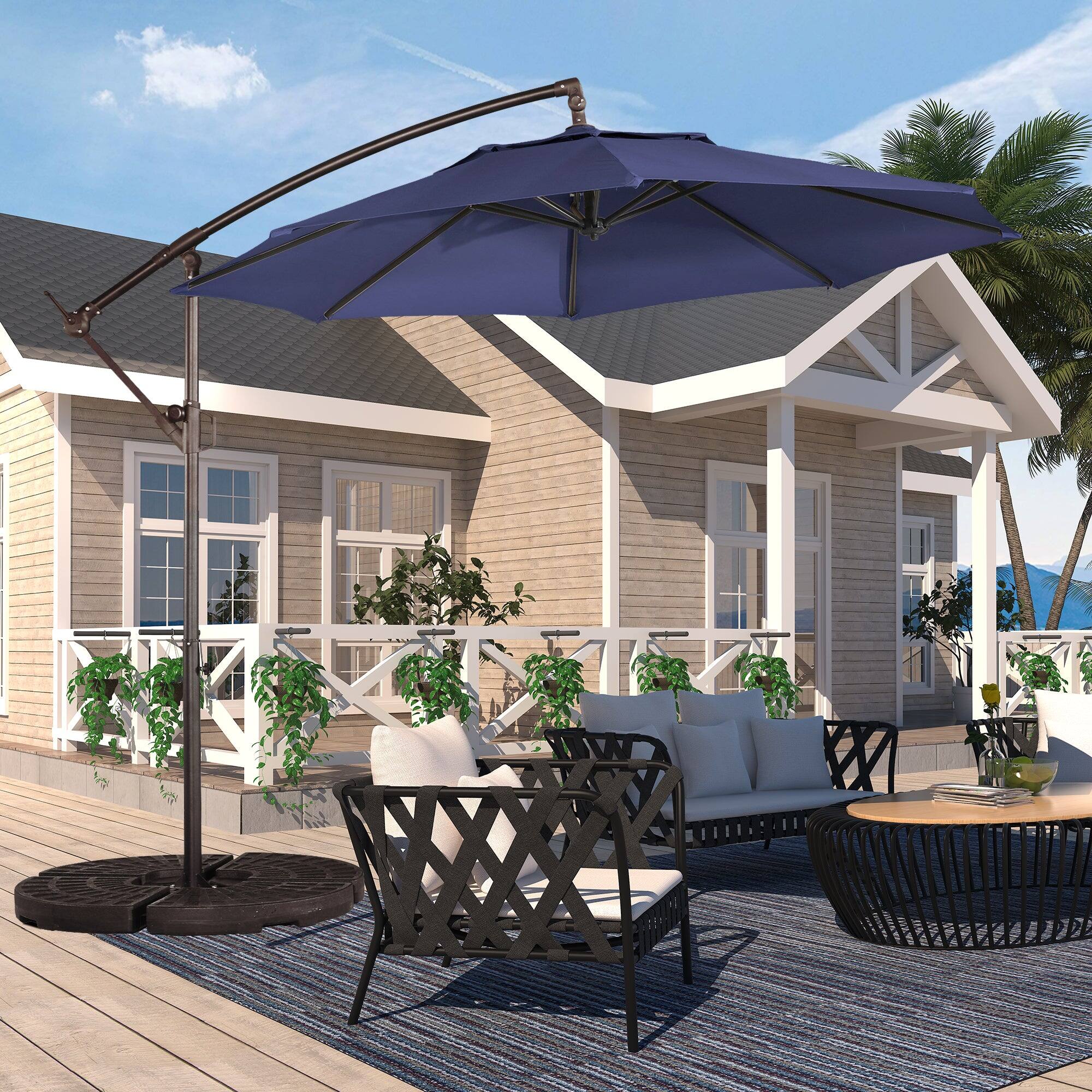 Alt View 1. Boyel Living - 10 FT Outdoor Cantilever Patio Umbrella Waterproof UV Resistant with Solar LED - Navy.