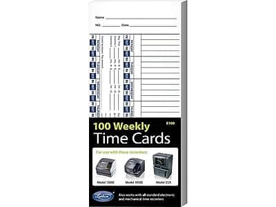 Lathem - Time Cards for 1500E Time Clock, 100/Pack (E100) - White