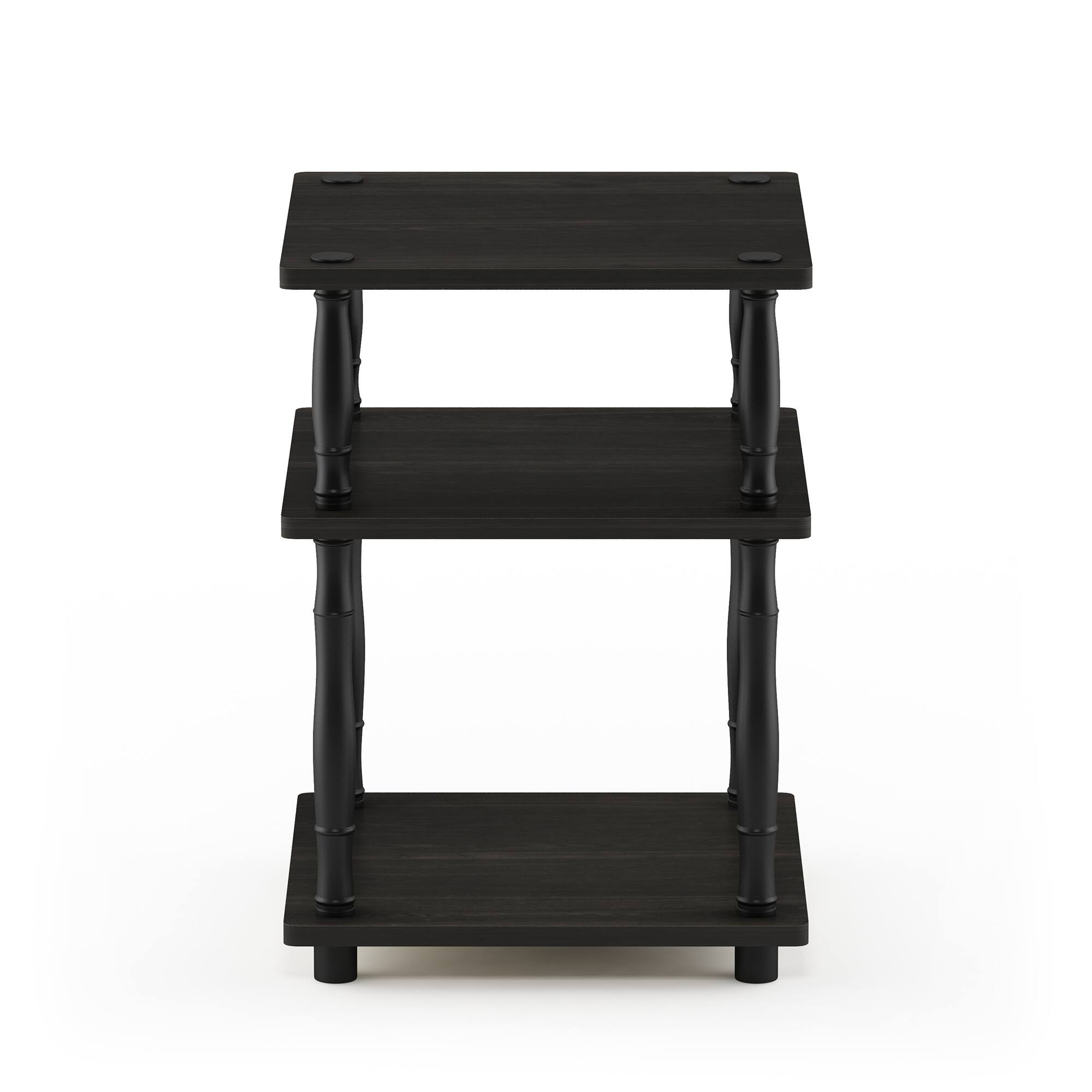 Alt View 5. Furinno - TURN-N-TUBE Night Stand, 3-Tier Square Nightstand, Open Shelf Side Table, End Table with Classic Tube - Espresso/Black Classic Tube.