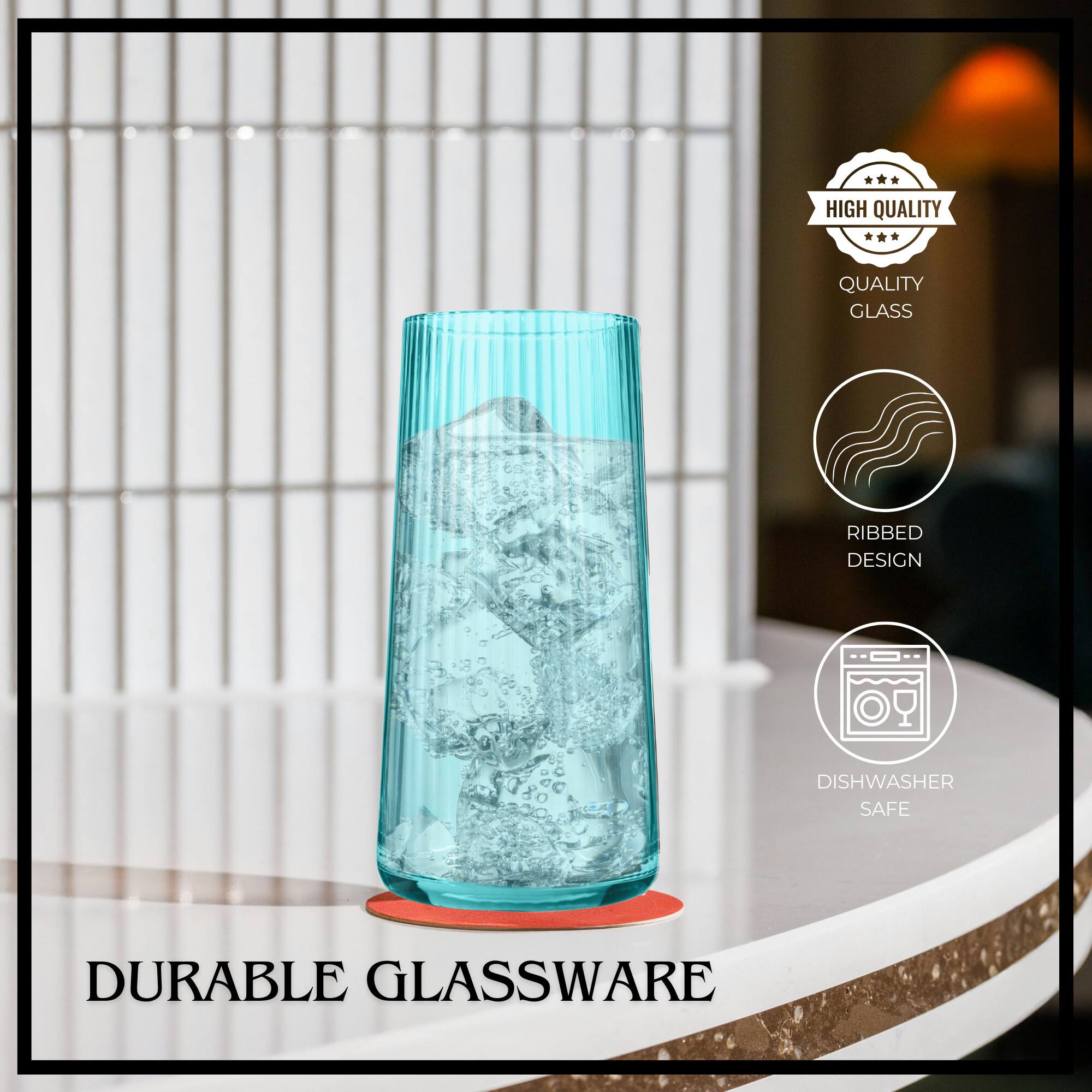 HIGH QUALITY  
QUALITY GLASS  
RIBBED DESIGN  
DISHWASHER SAFE  
DURABLE GLASSWARE