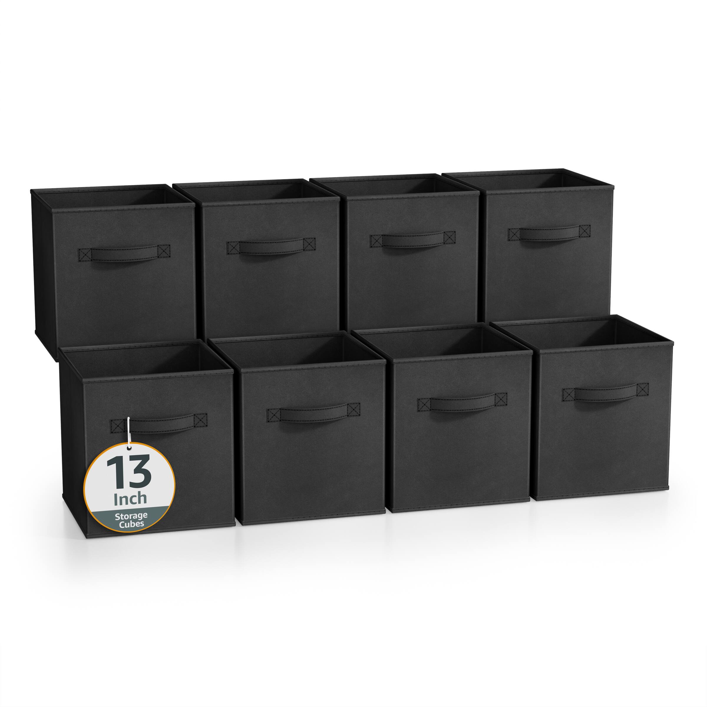 Sorbus - Fabric Storage Cubes, 8 Foldable Storage Bins for Organizing Pantry, Cubbies, Toy Box, Clothes Storage - Black