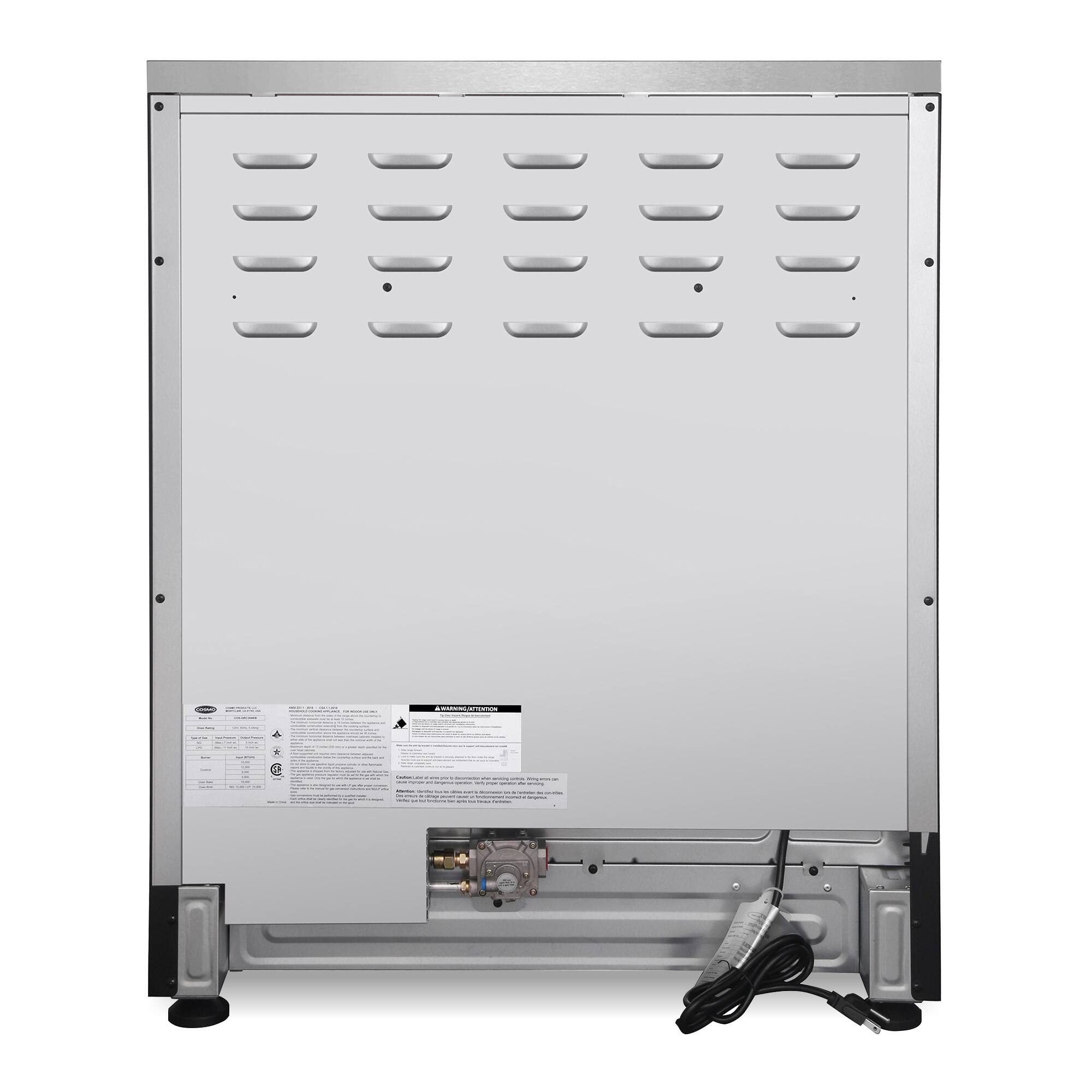 Alt View 7. COSMO - COS-GRC304KB 30 in. Lumin Collection 4.8 cu. ft. Gas Range with 4 Sealed Burners and Convection Oven - Stainless steel.