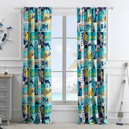 Greenland Home Fashions - Greenland Home Fashion Bedroom Living Room Darkening Wave Rider Curtain Panel Set - 84x84" - Blue