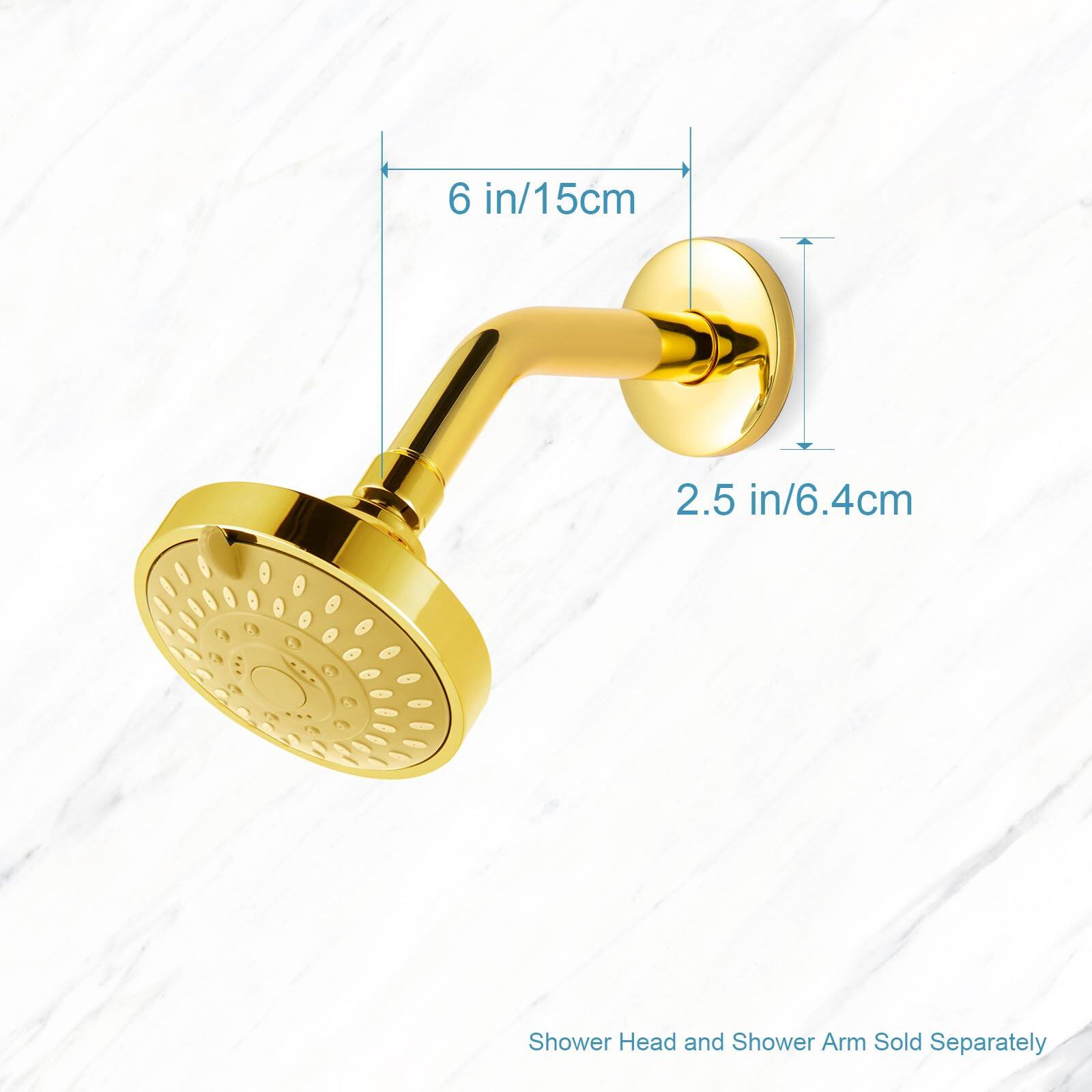 6 in/15cm  
2.5 in/6.4cm  

Shower Head and Shower Arm Sold Separately