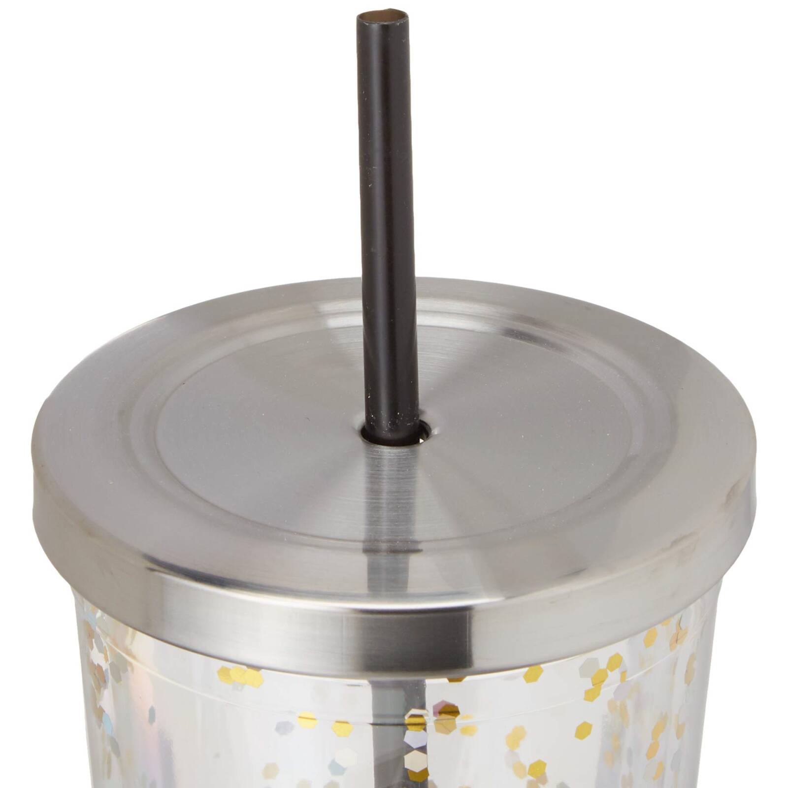 Left. Spoontiques - Spoontiques Harry Potter Glasses Double Walled Insulated Acrylic Tumbler Glitter Cup with Straw 20 ounce - Multicolor.
