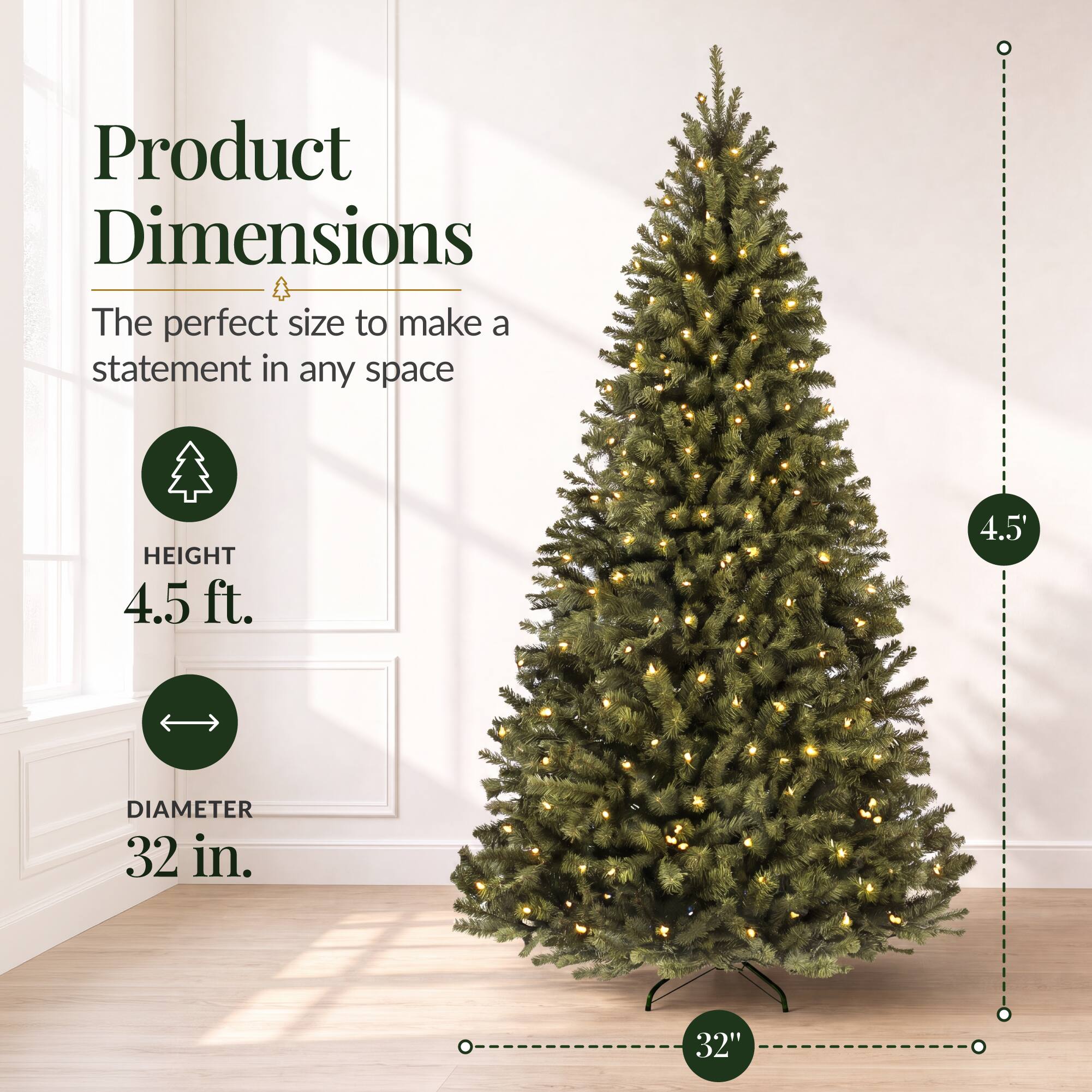 Product Dimensions

The perfect size to make a statement in any space

HEIGHT 4.5 ft.  
DIAMETER 32 in.