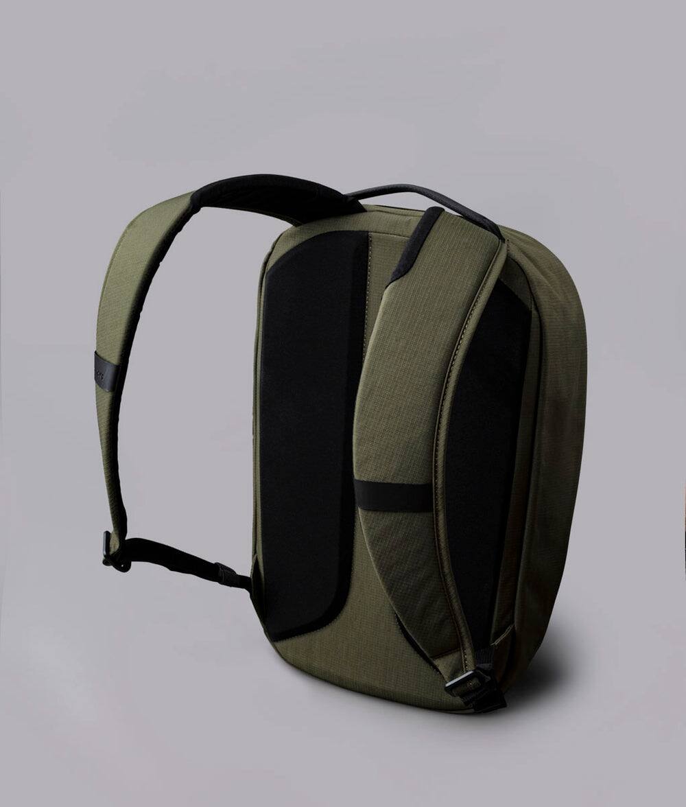 Back. ALPAKA - Metro Backpack 12L Compact Laptop Backpack for Slim 14-Inch Laptop with Internal Bottle Pocket - Weather-Resistant - Green Axoflux 400D Ripstop Nylon.