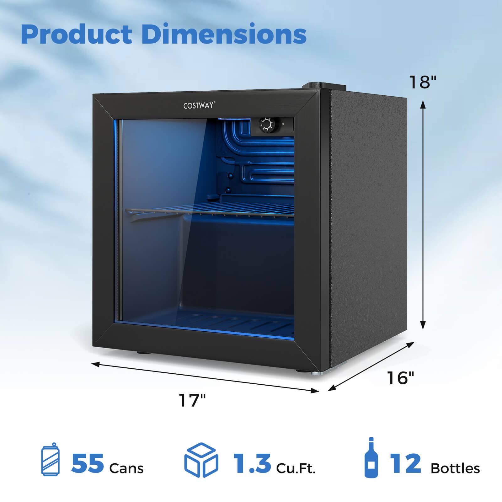 Costway Beverage Refrigerator Cooler 1.3 Cu. Ft. 12 Bottles 55