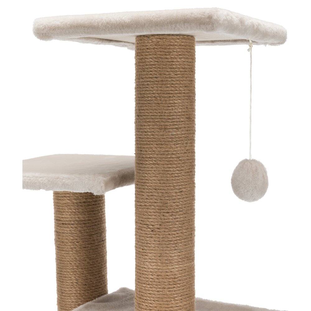 Alt View 1. TRIXIE - Valencia Plush & Sisal 3-Level 28" Cat Tree with Scratching Posts & Condo - Light Gray-Greige.