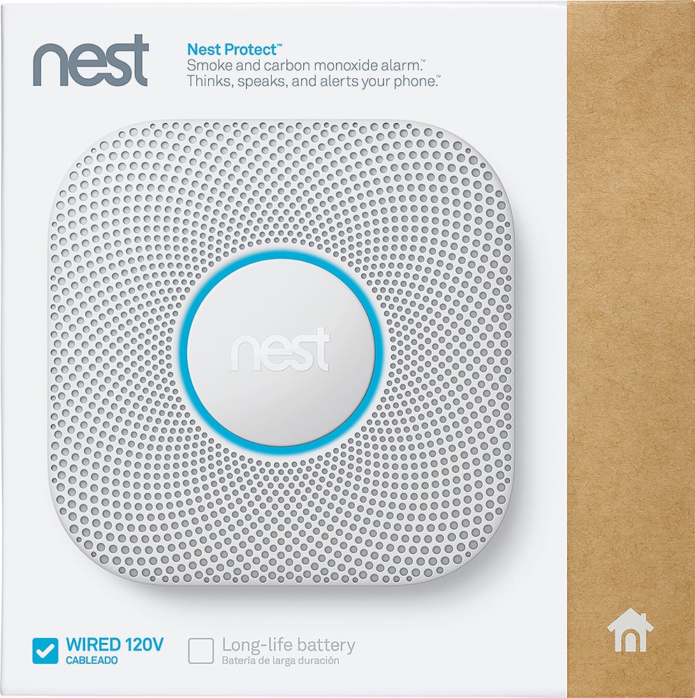 Alt View 12. Google - Nest Protect 2nd Generation Smart Smoke/Carbon Monoxide Wired Alarm - White.