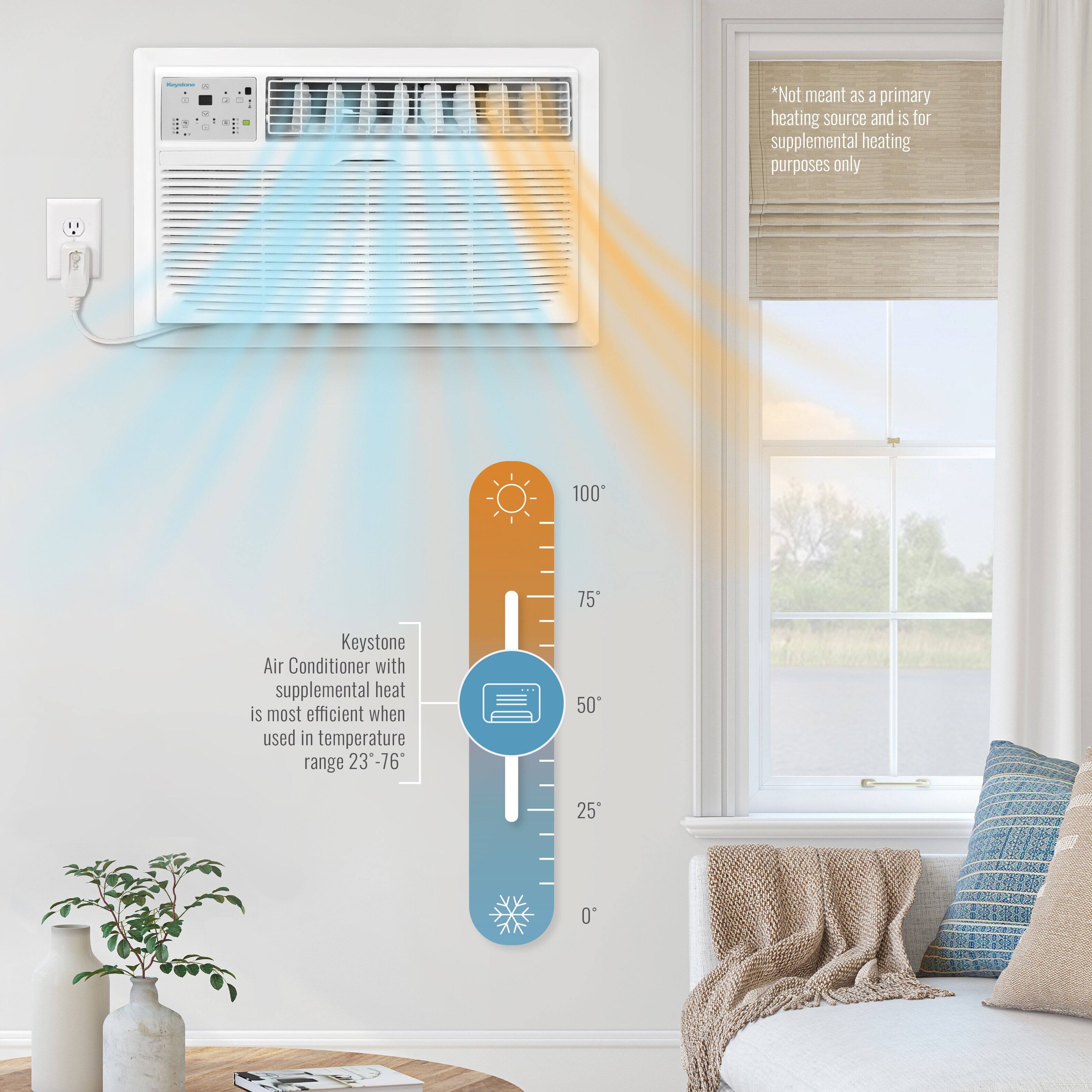 *Not meant as a primary heating source and is for supplemental heating purposes only*

Keystone Air Conditioner with supplemental heat is most efficient when used in temperature range 23-76°