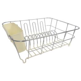 Sweet Home Collection - Chrome Plated Steel 2-Piece Small Compact Dish Drainer - Ivory