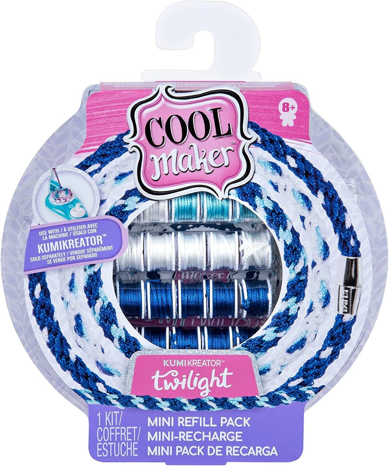 2 8+ COOL maker  
UTILISER AVEC / CON USE MACHINE / USALO LA KUMIKREATOR SEPARATELY VENDUE SEPARADO SPARMENT SOLO VENDE POR SE  
maker(  
KLIVI  
KUMIKREATOR twilight 1 KIT/ MINI REFILL PACK COFFRET/ MINI-RECHARGE ESTUCHE MINI PACK DE RECARGA