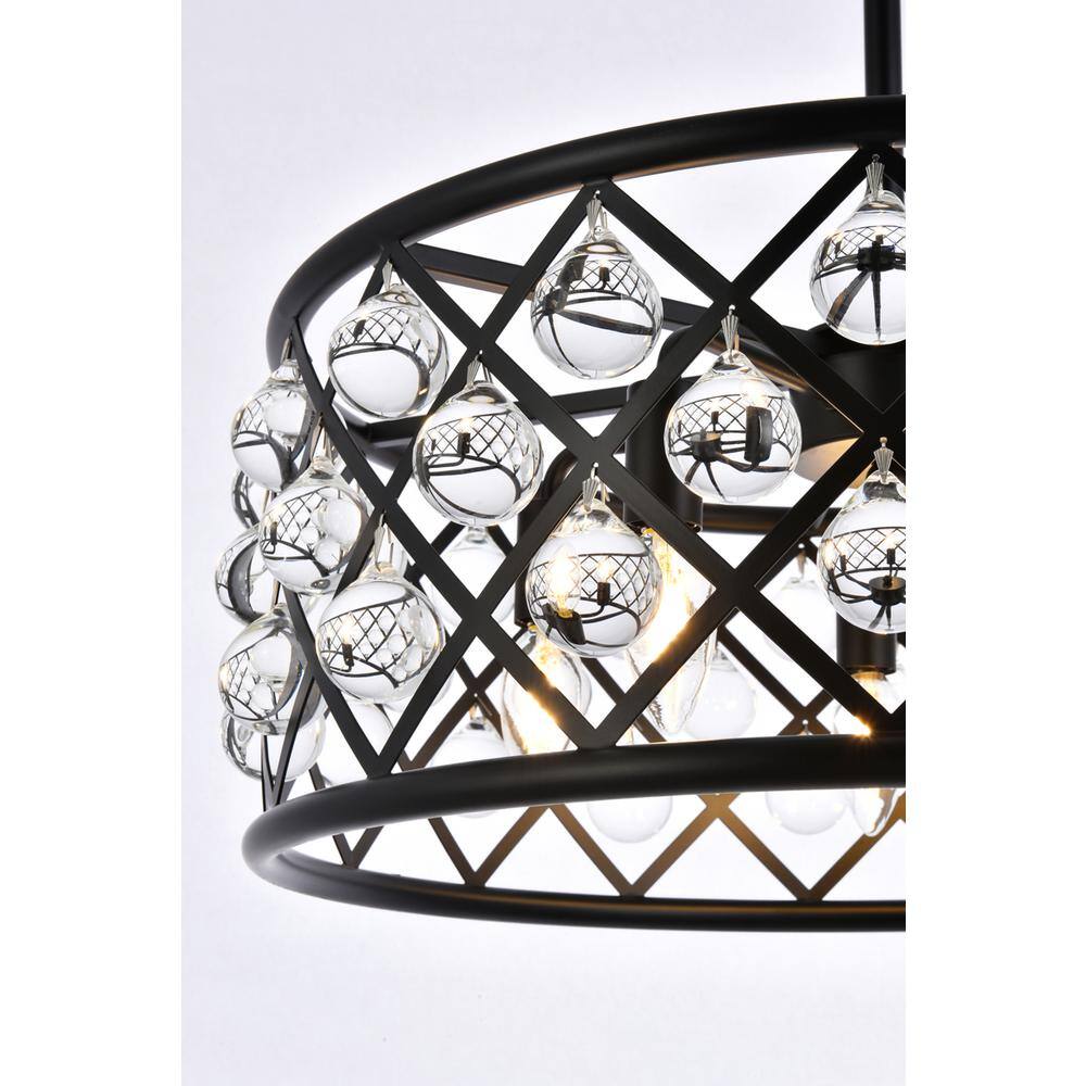 Alt View 1. Urban Classic - Madison 5 light Matte Black Pendant Clear Royal Cut Crystal - Matte Black.