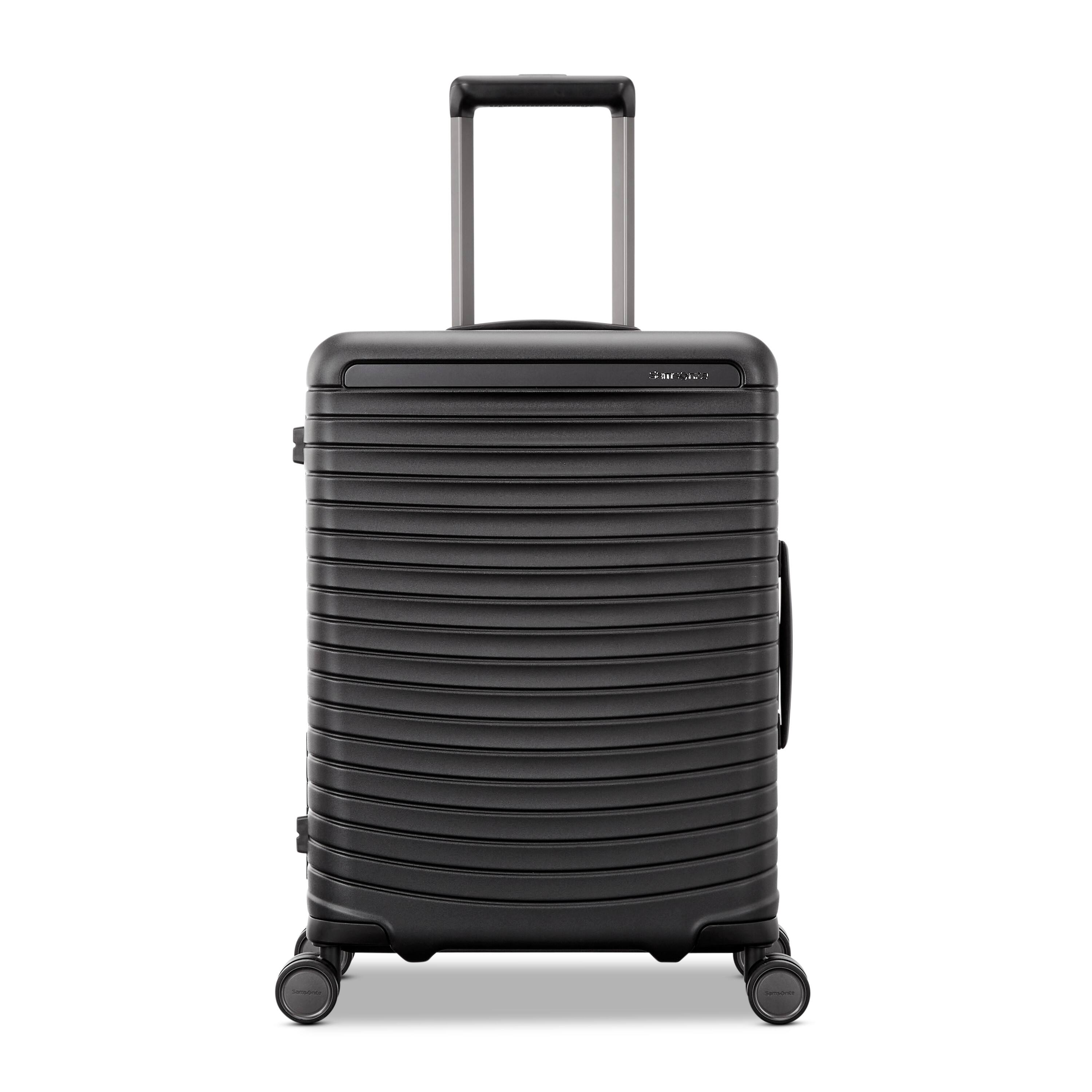 Left. Samsonite - Framelock Max Carry On Spinner Suitcase - Asphalt Black.