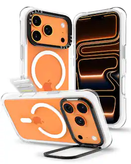 Ornarto - Air for iPhone 17 Pro Clear with Camera Stand, Compatible with MagSafe, Built-in Air Phone Case - White