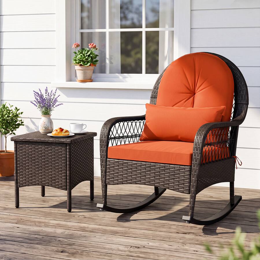 Rocking Rottan Chair Gymax Outdoor Wicker Rocking Chair 400 LBS Rattan Rocker Chair w/Anti ...