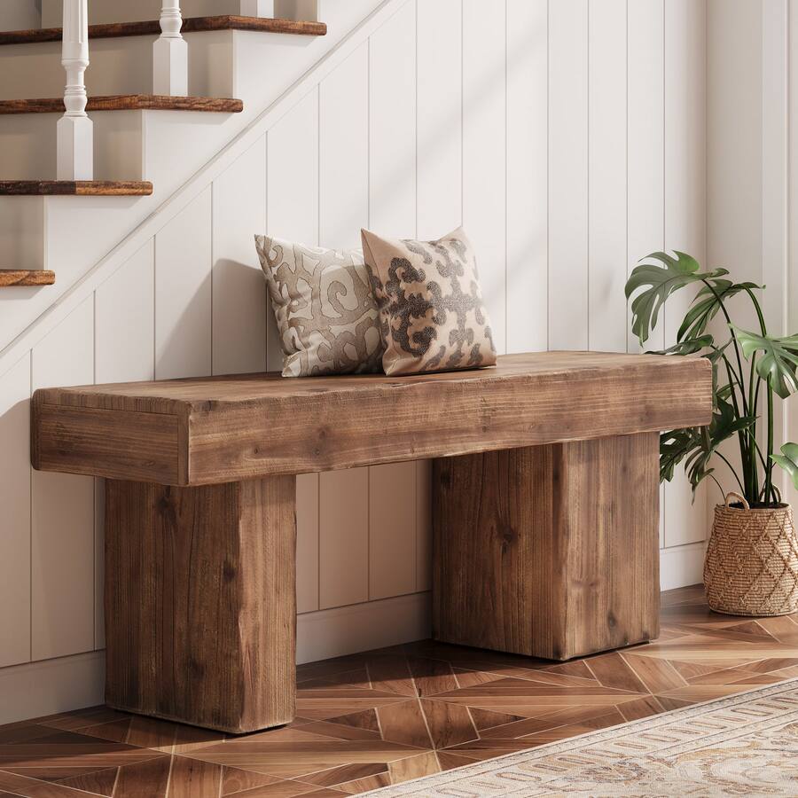 Good Reception Form Tribesigns Office Reception Bench with Solid Wood Construction, for ...