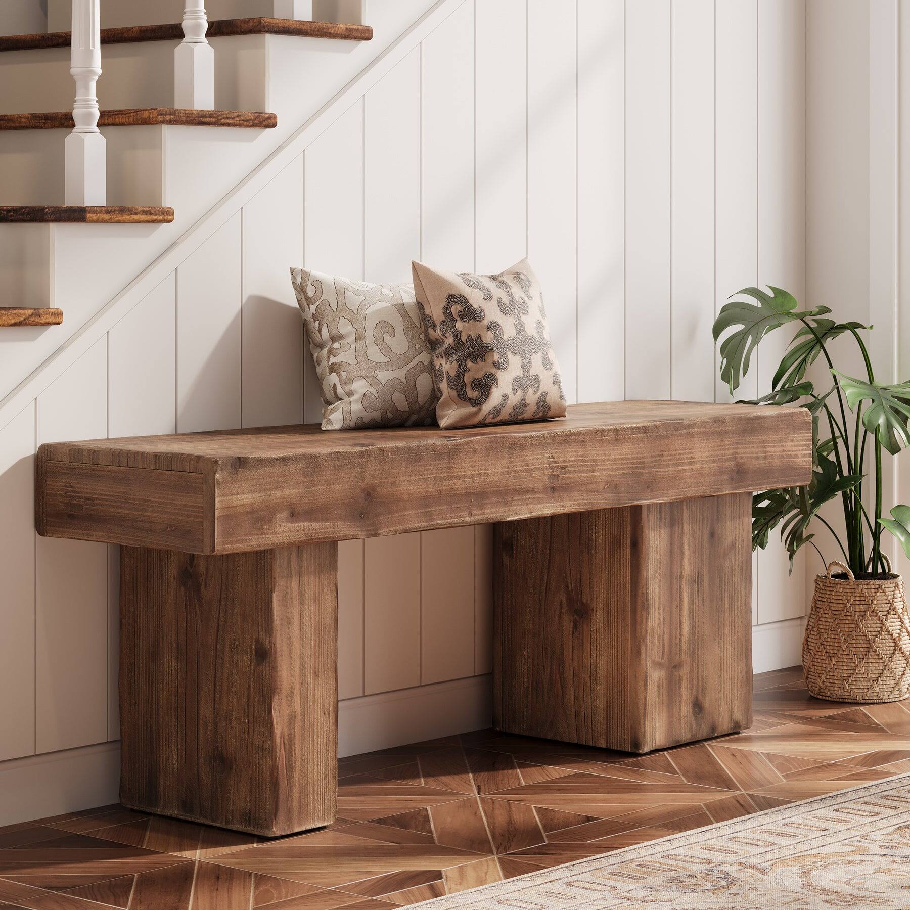 Tribesigns Office Reception Bench with Solid Wood Construction, for ...