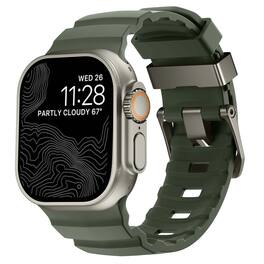 Dteck - Sport Band for Apple Watch Ultra 49mm/Series 11 10 9 8 7 6 5 4 SE 44/45/46mm, Durable Silicone Strap with Metal Hardware - Darkgreen-Titanium Buckle