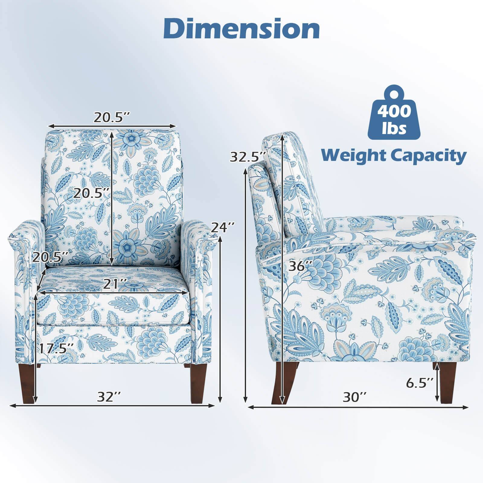 Dimension  
20.5" x 20.5" x 21" x 17.5" x 32"  
32.5" x 24" x 36" x 30" x 6.5"  

Weight Capacity  
400 lbs