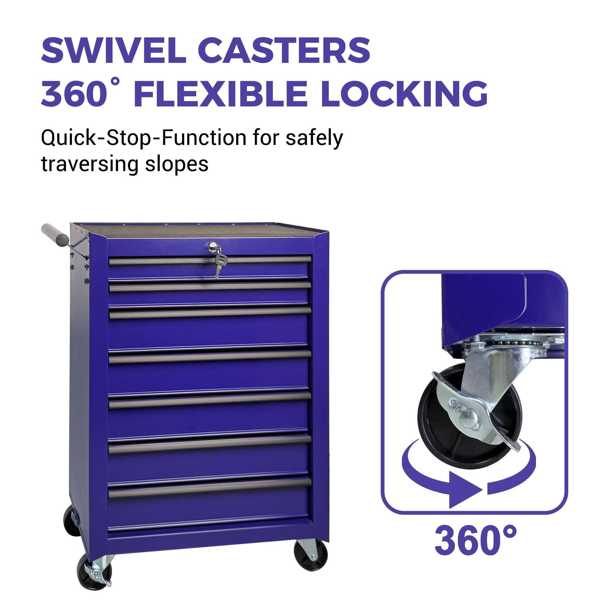 SWIVEL CASTERS  
360° FLEXIBLE LOCKING  
Quick-Stop-Function for safely traversing slopes