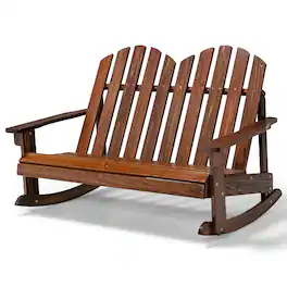 Gymax - Adirondack Rocking Chair Kid Backrest Armrest Solid Wood - Coffee