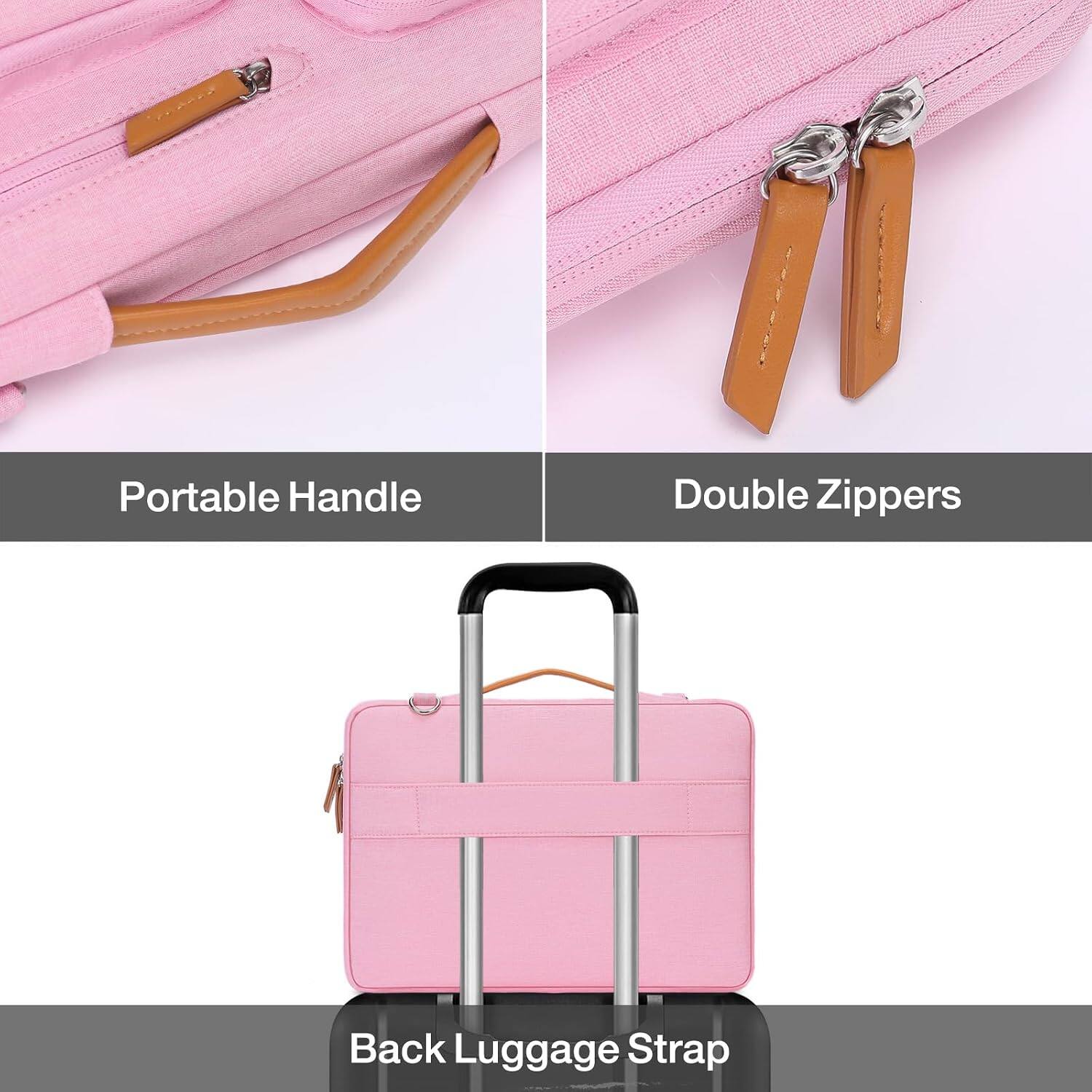 Portable Handle Double Zippers Back Luggage Strap