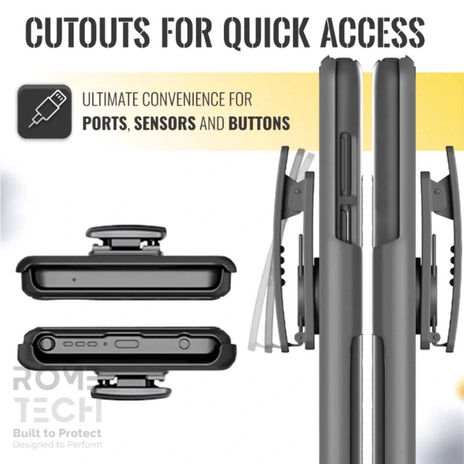 CUTOUTS FOR QUICK ACCESS

ULTIMATE CONVENIENCE FOR PORTS, SENSORS AND BUTTONS

ROVE TECH
Built to Protect
Designed to Perform
