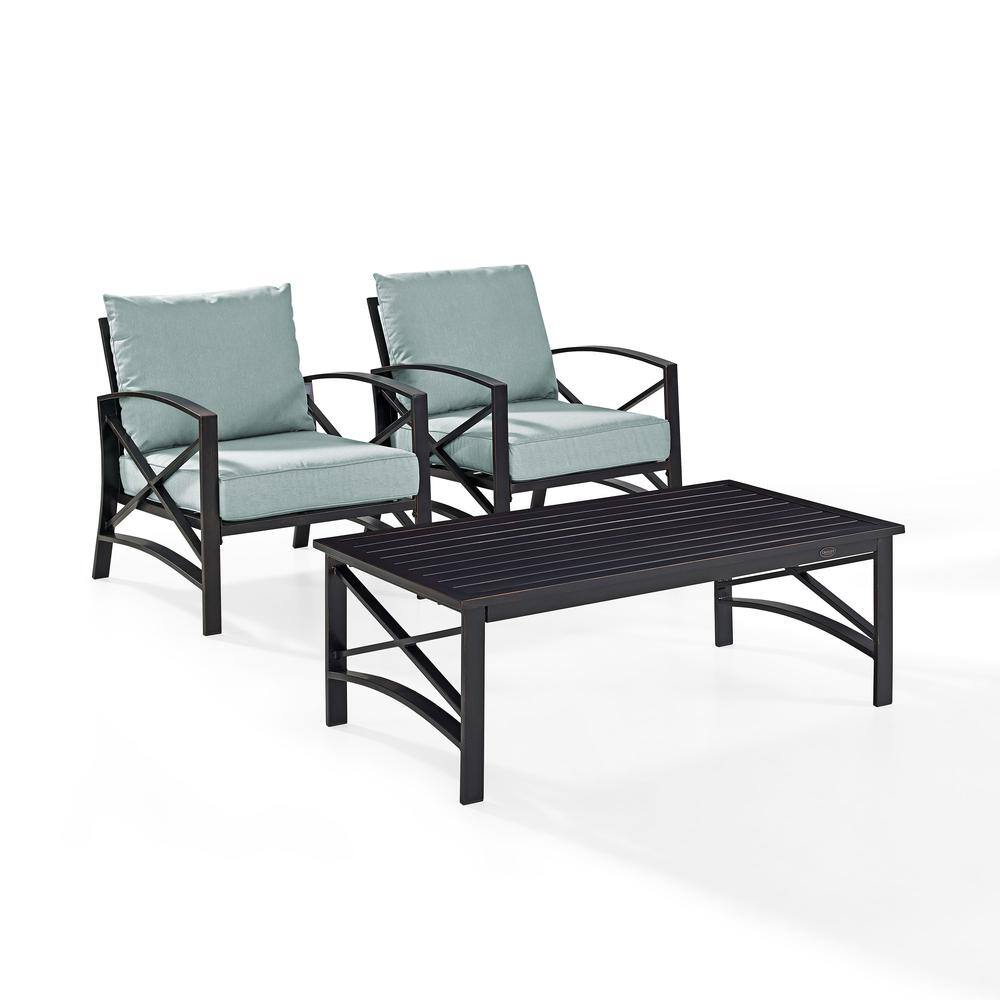 Crosley Furniture Kaplan 3Pc Outdoor Chair Set Coffee Table & 2 Chairs ...