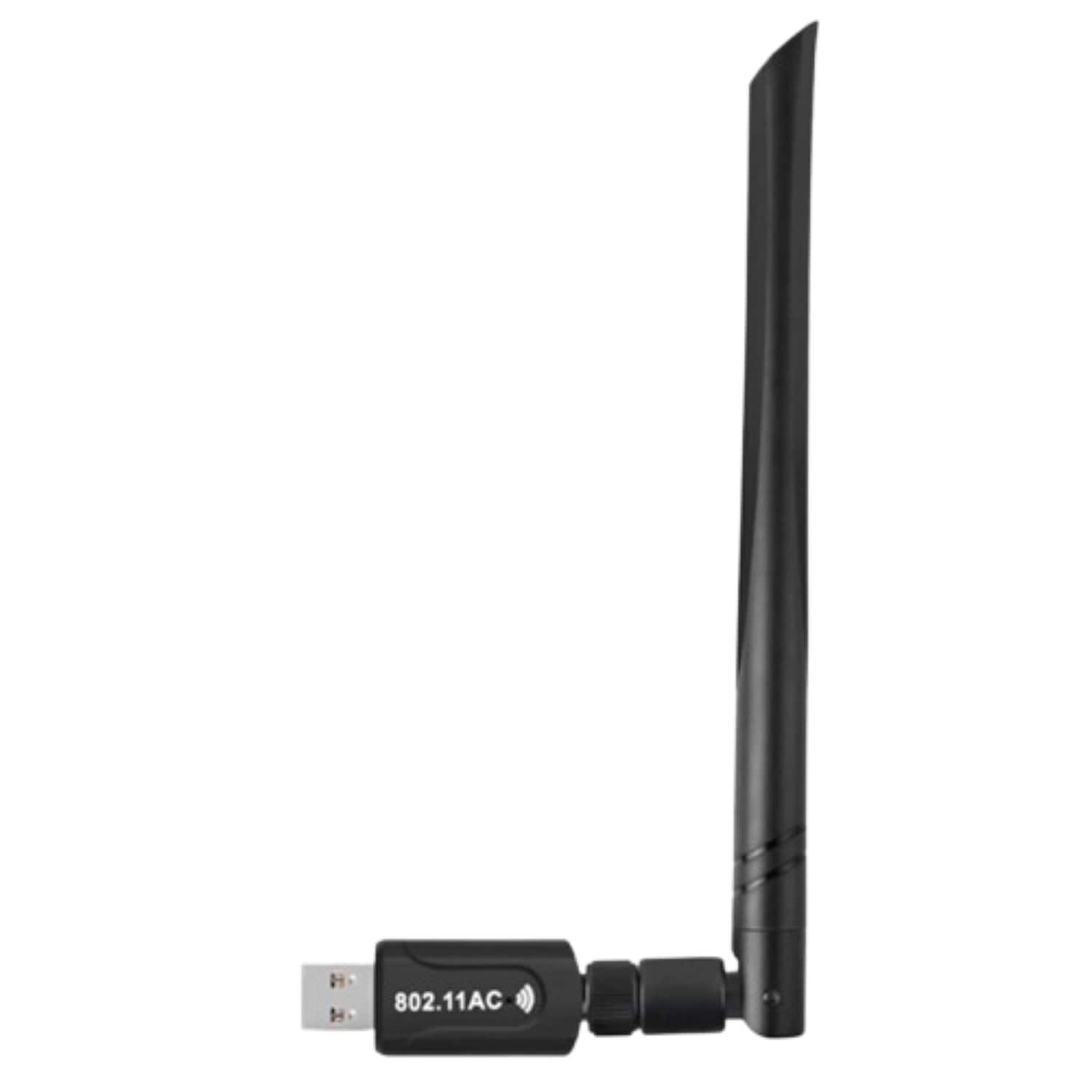 Stock Preferred - 1200Mbps USB WiFi Adapter Dual Band 2.4G/5GHz with High-Gain Antenna - Black