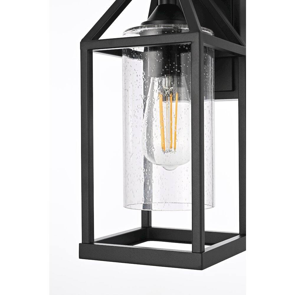 Alt View 2. Elegant Lighting - Zora 14 inch Outdoor Wall sconce in Black - Black And Clear.