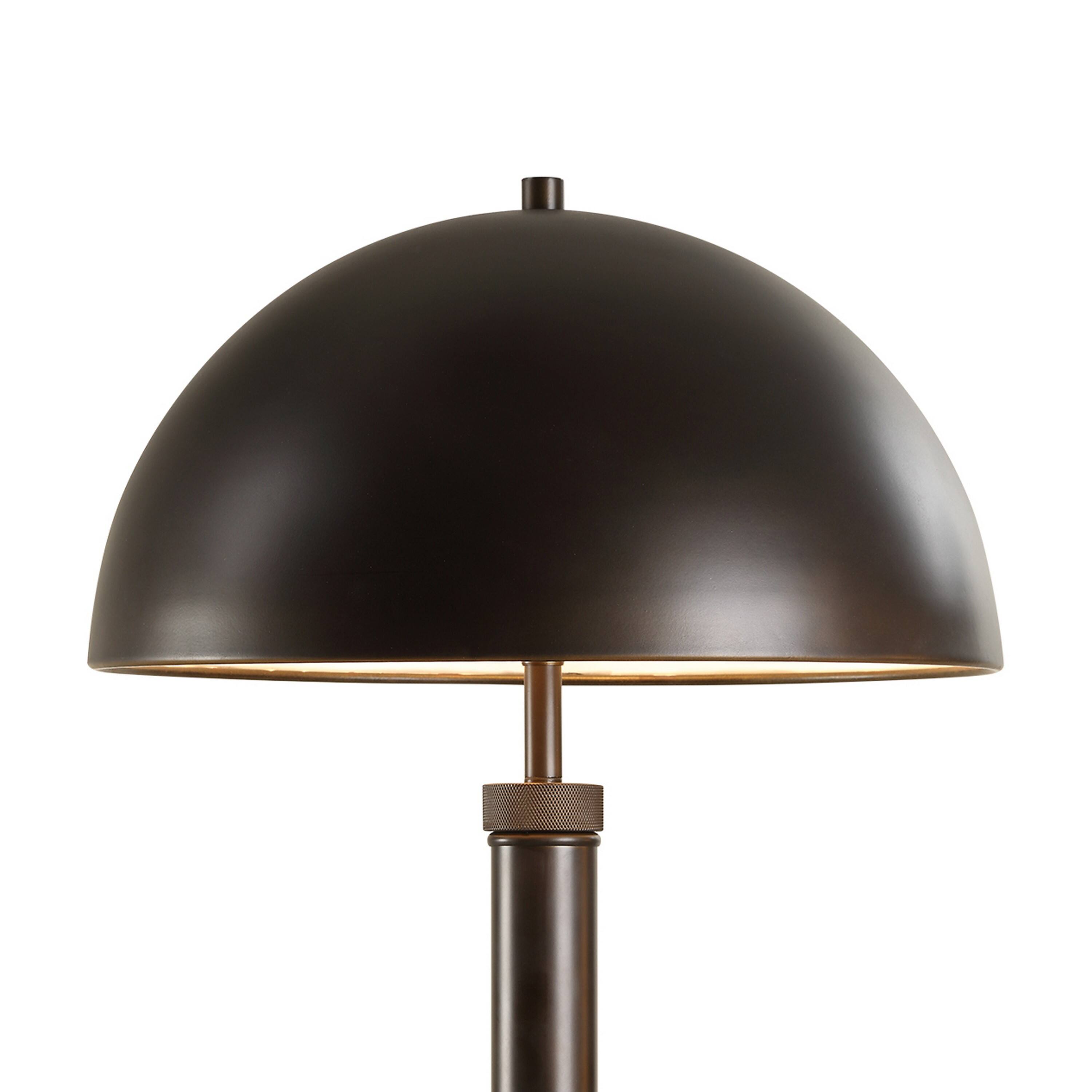 Left. Manhattan Lane - Modern Accent Table Lamp, Dome Shade, Metal Round Base - Black, Gold.