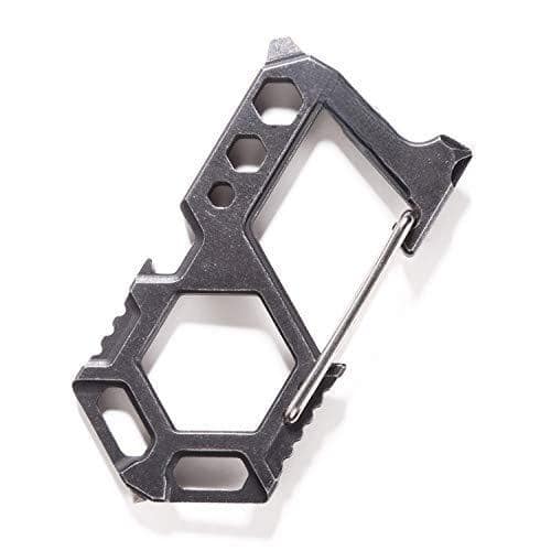 Dapper Styles - Carabiner Keychain Stainless Steel Multitool - 11 In 1 Emergency Gear Glass Breaker Bottle Opener Wrench - carabiner keychain multitool