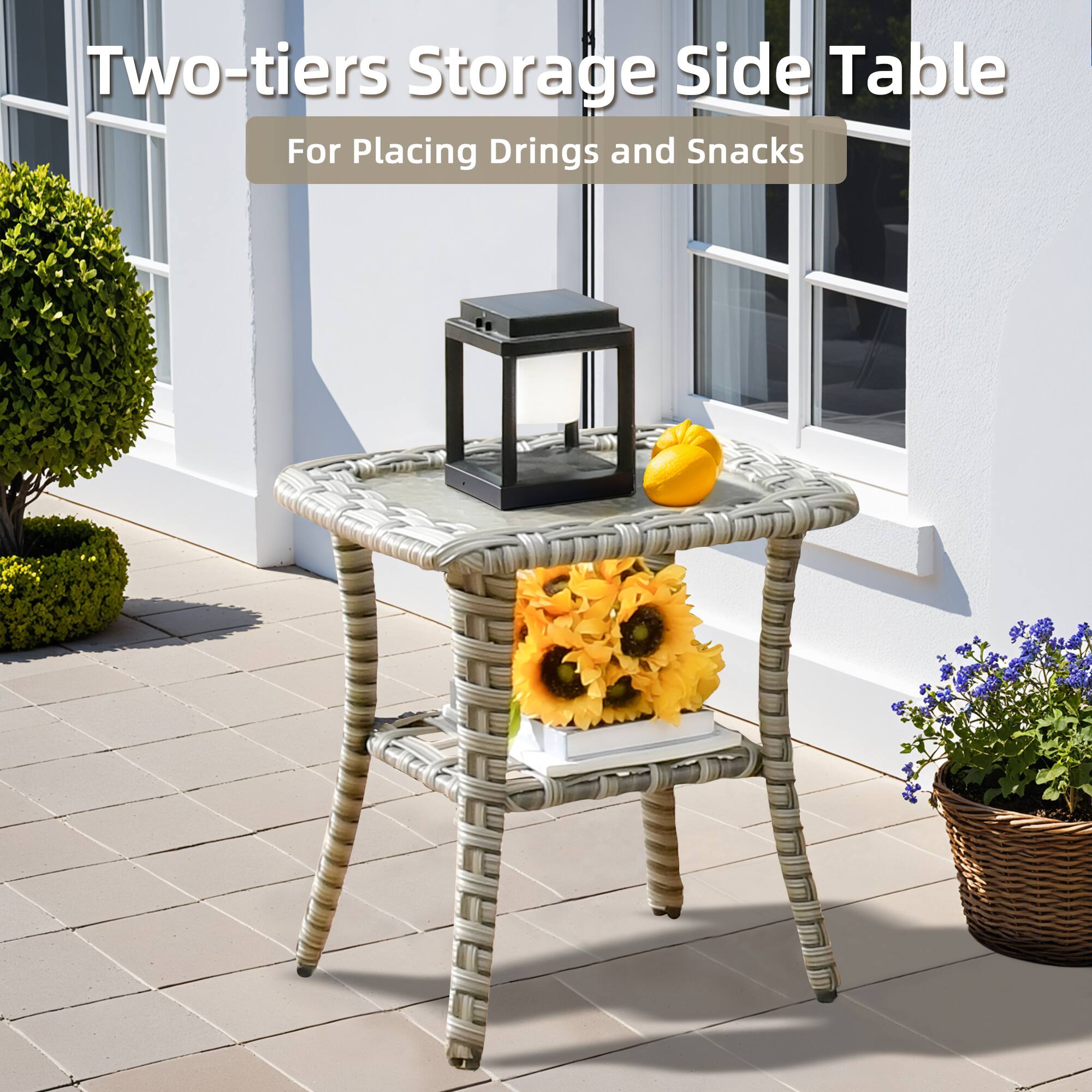 Two-tiers Storage Side Table  
For Placing Drinks and Snacks