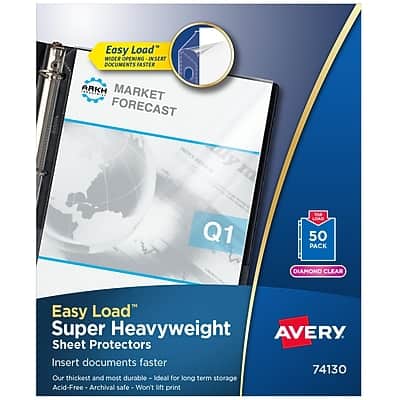 Easy Load Wider Opening Insert Documents Faster

ARKH Market Forecast

Easy Load Super Heavyweight Sheet Protectors
Insert documents faster
Our thickest and most durable - ideal for long term storage
Acid-Free - Archival safe - Won't lift print

50 Pack Diamond Clear

Avery 74130