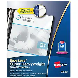 Avery - Easy Load Super Heavyweight Sheet Protectors, 8-1/2" x 11", 50/Box - Diamond Clear