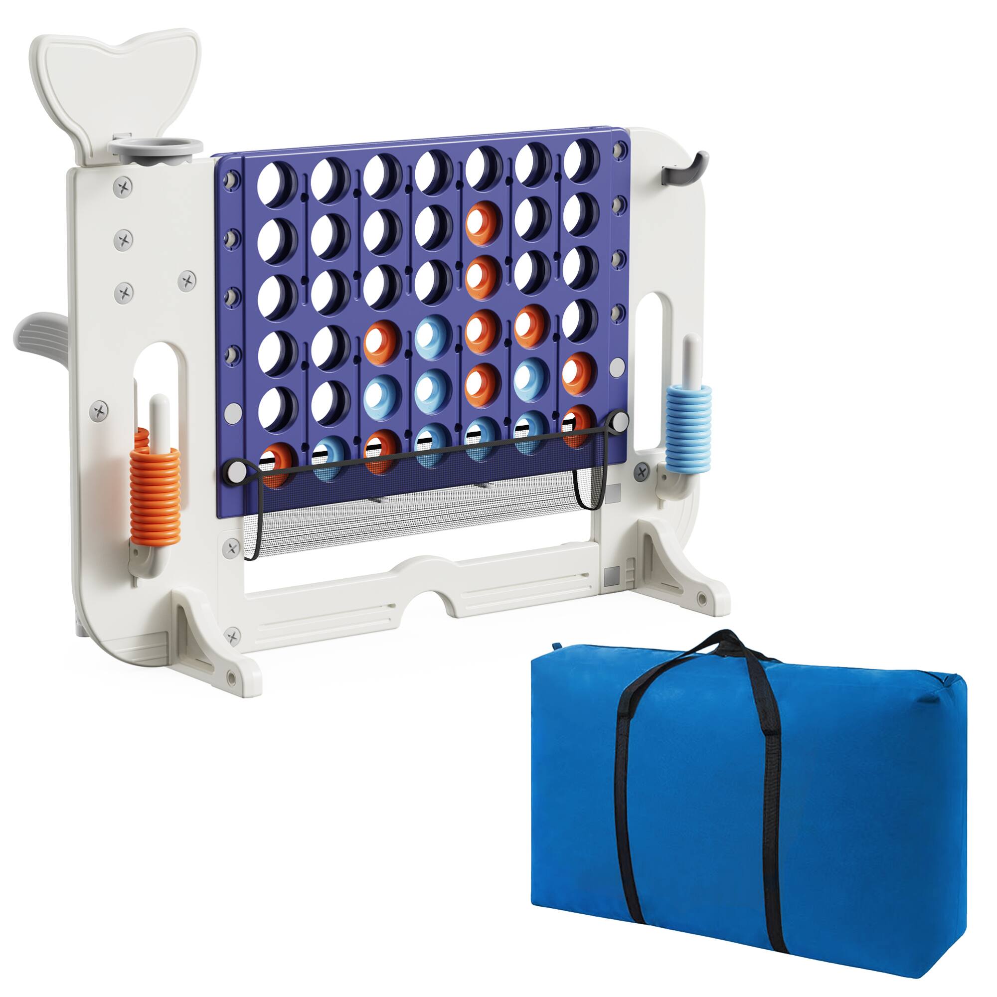 Alt View 7. ELEMENT ACE - 4-in-1 Adjustable Height Family Game Set with Basketball, Ring Toss, Golf,  Connect Four for Indoor and Outdoor - White+Purple.